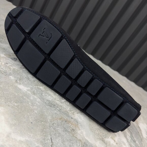 Louis Vuitton Shade Damier Embossed Driving Moccasin Blue Suede 8 LV 9 US 42 EUR - Picture 14 of 17